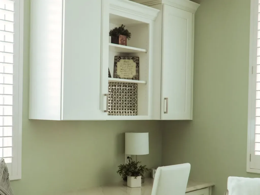Wall storage shelves for a small home office