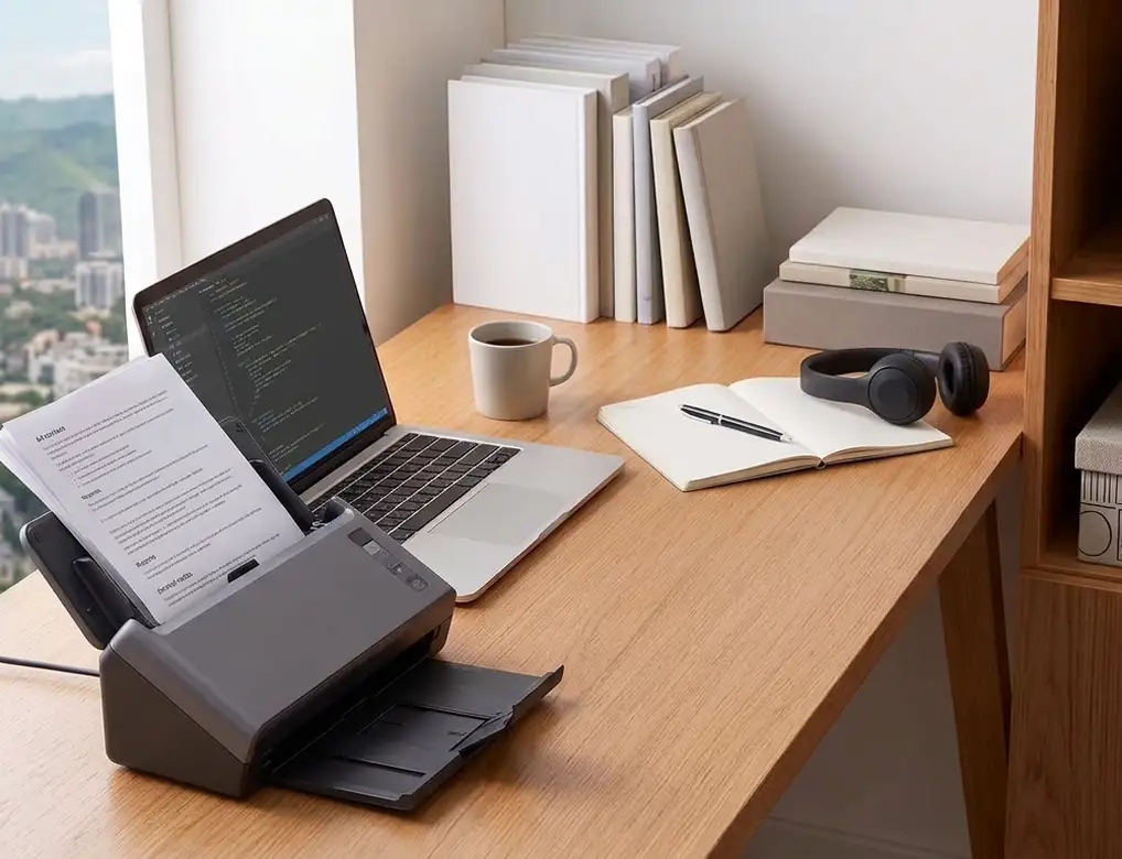 Compact document scanner with ADF for a small home office