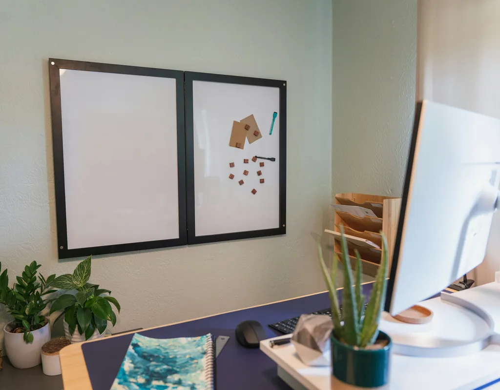 Compact magnetic whiteboard for a small home office
