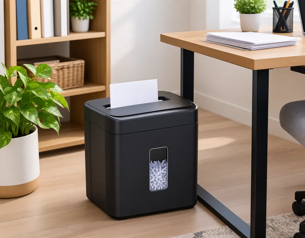 Compact cross-cut paper shredder for a small home office