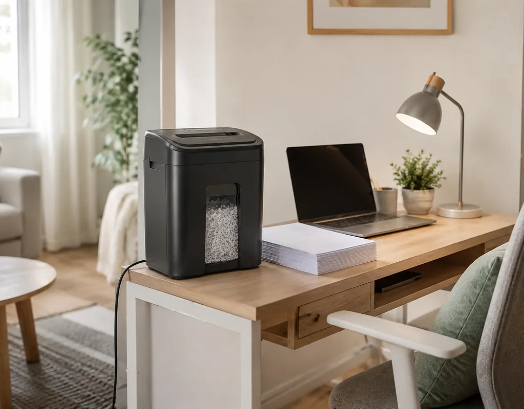 Compact quiet paper shredder for a small home office