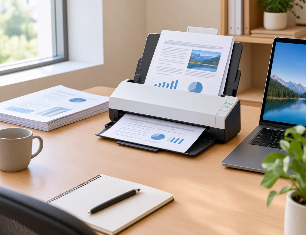 Compact duplex document scanner for a small home office