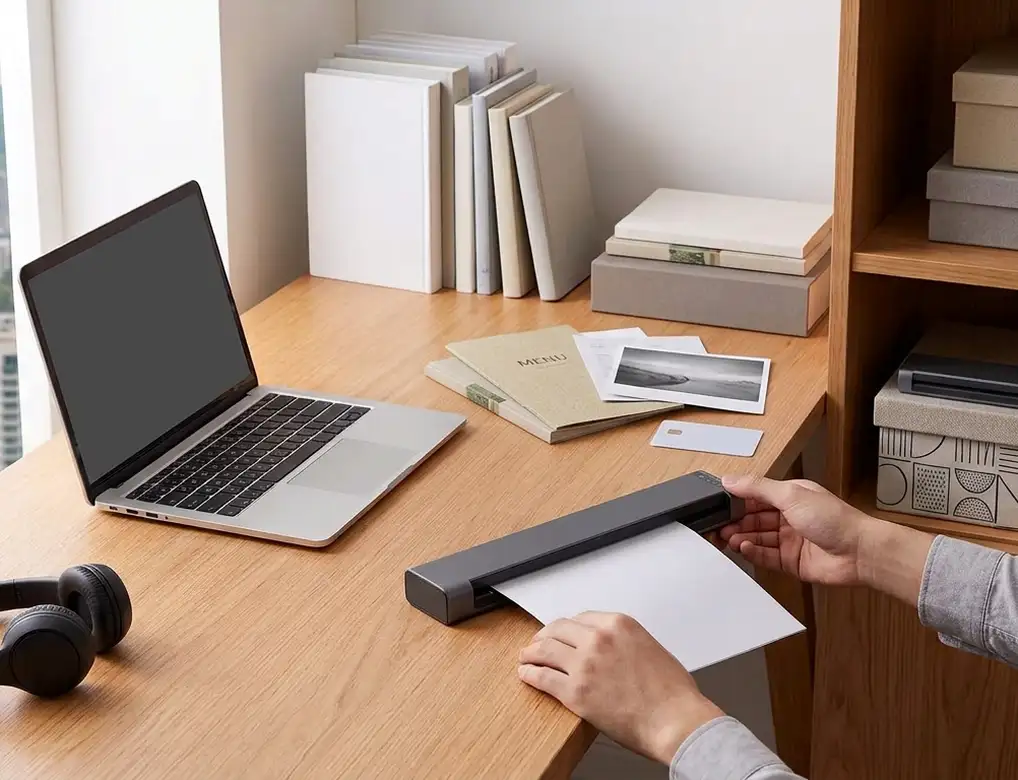 Portable sheet-fed document scanner for a small home office