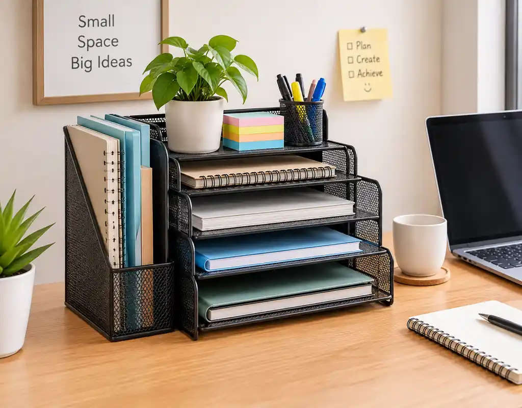 Multi-tier desk organizer for a small home office