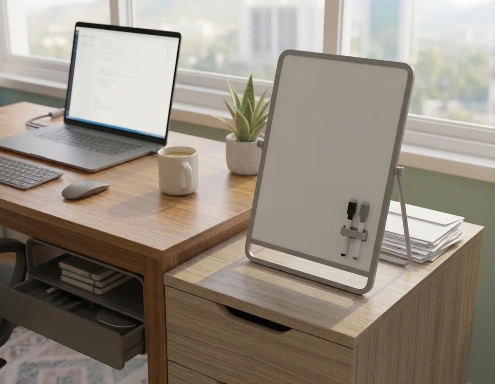 Portable desktop whiteboard for a small home office
