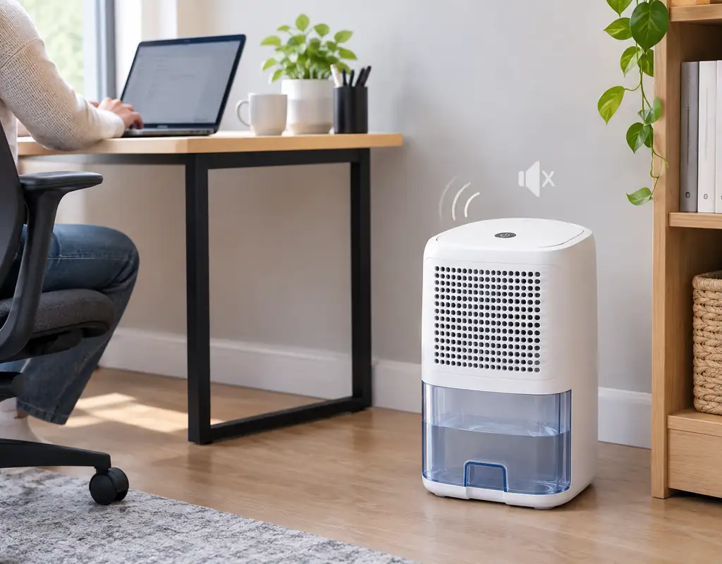 Quiet compact dehumidifier for a small home office