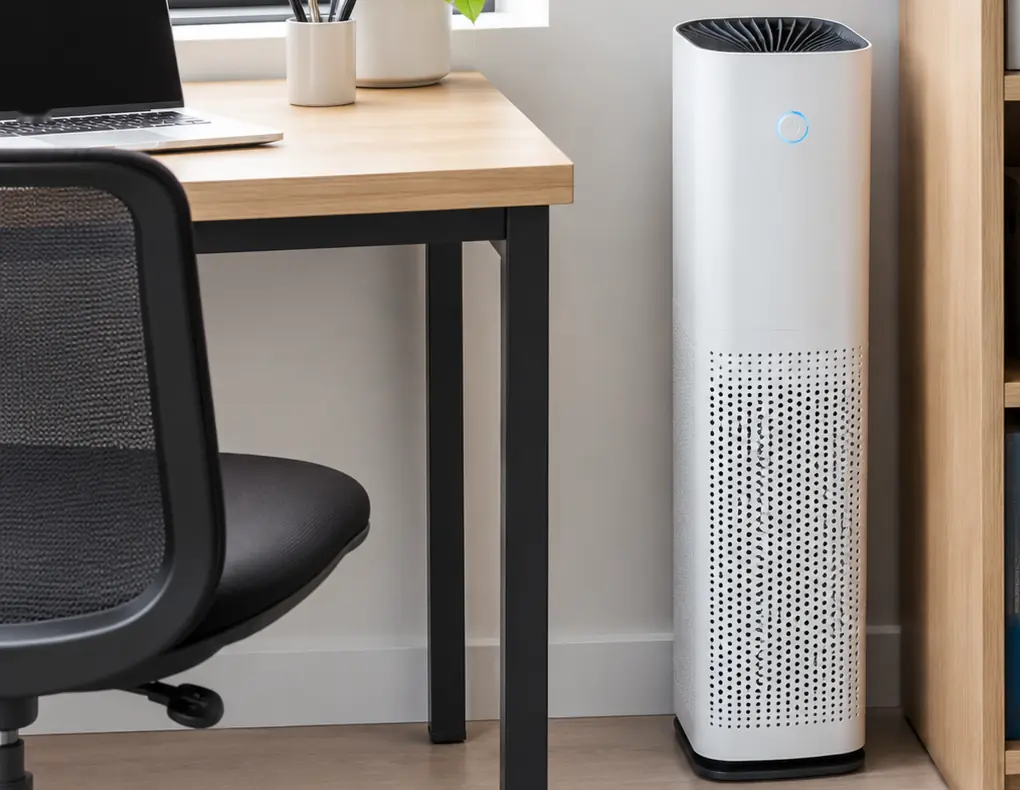 Slim compact air purifier for a small home office