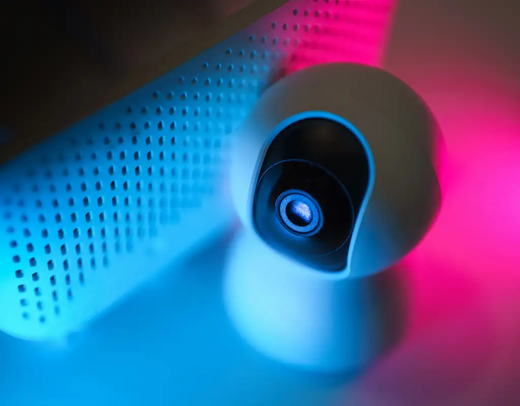 Webcam with built-in light for low-light home office video calls